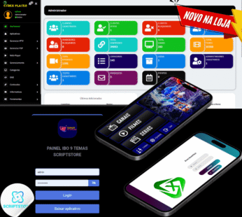 PACKS PAINEL IPTV XTREAM SERVER 7.2 + IBO PLAY 9 TEMAS + LOJA DE APLICATIVOS VIA CODIGO