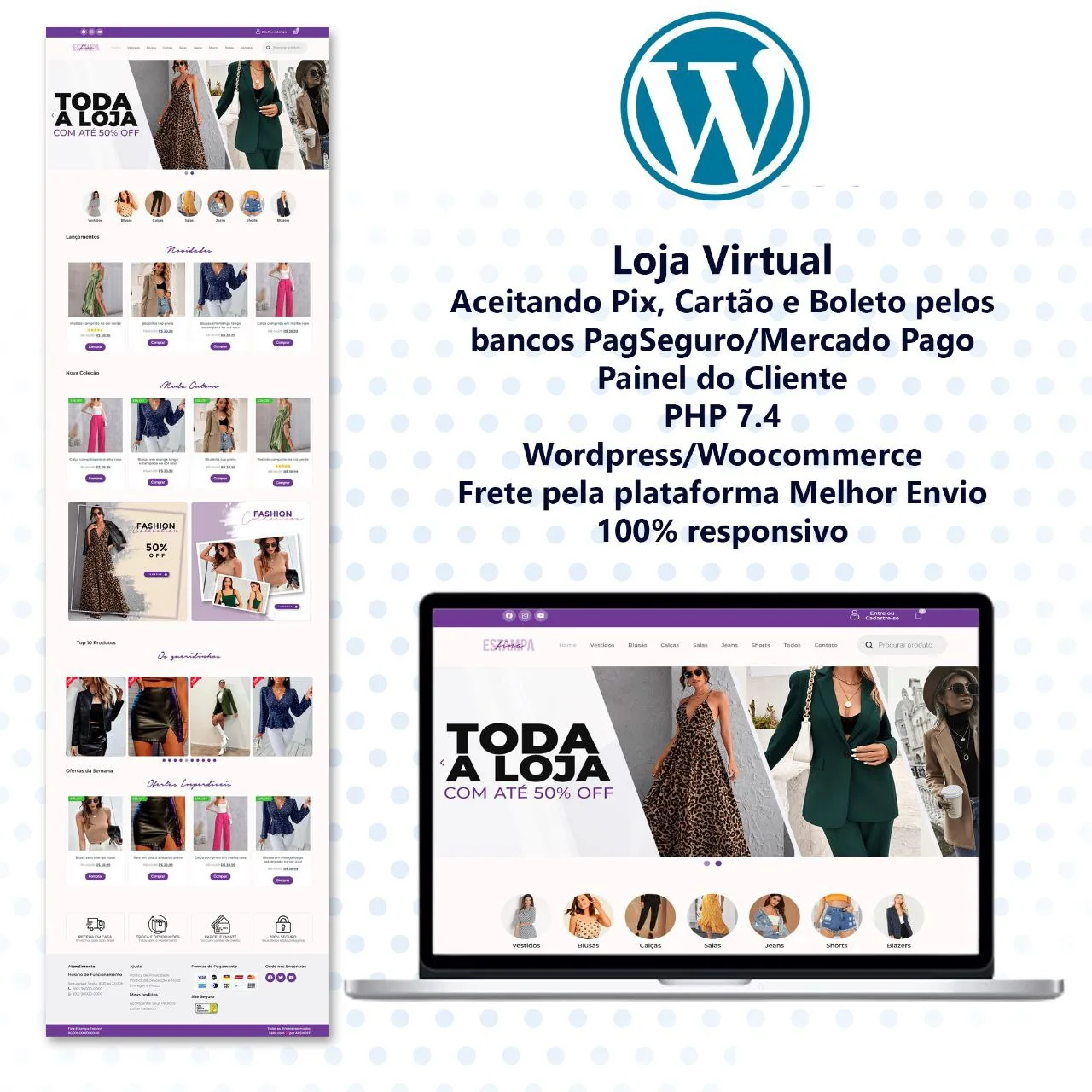 Loja Virtual Moda/Roupa Wordpress Mercado Pago - Paypal - Pix - Imagem 2